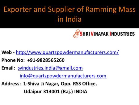 Exporter and Supplier of Ramming Mass in India