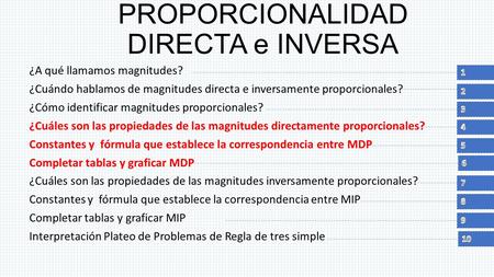 PROPORCIONALIDAD DIRECTA e INVERSA ¿A qué llamamos magnitudes? ¿Cuándo hablamos de magnitudes directa e inversamente proporcionales? ¿Cómo identificar.