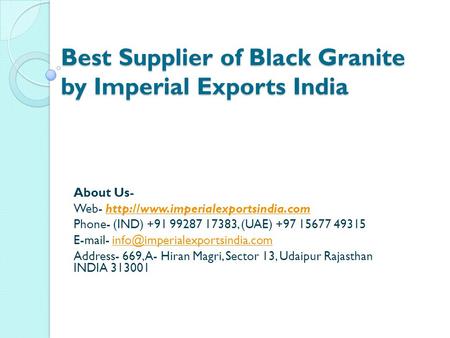 Best Supplier of Black Granite by Imperial Exports India 