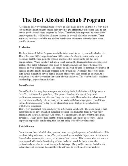 The Best Alcohol Rehab Program
