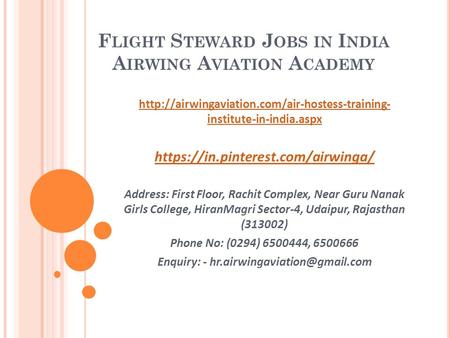 Flight Steward Jobs in India Airwing Aviation Academy