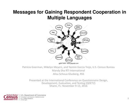 Messages for Gaining Respondent Cooperation in Multiple Languages