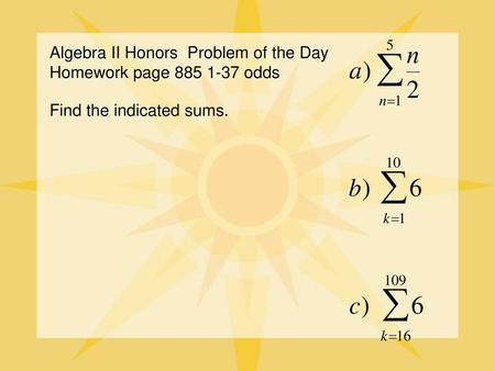 Algebra II Honors  Problem of the Day