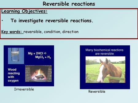 Many biochemical reactions are reversible