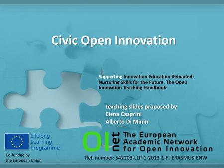 Civic Open Innovation teaching slides proposed by Elena Casprini