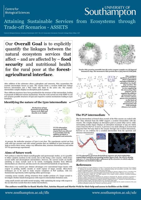 Attaining Sustainable Services from Ecosystems through Trade-off Scenarios - ASSETS 1Centre for Biological Sciences, University of Southampton, SO17 1BJ,