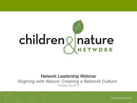 Aligning with Nature: Creating a Network Culture