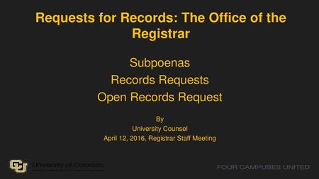 Requests for Records: The Office of the Registrar