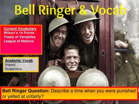 Bell Ringer & Vocab Content Vocabulary Wilson’s 14 Points