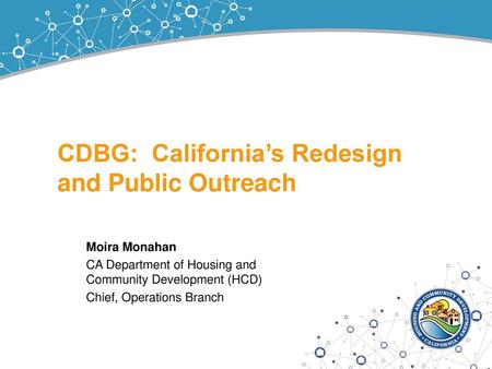 CDBG: California’s Redesign and Public Outreach