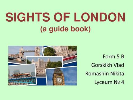 SIGHTS OF LONDON (a guide book)