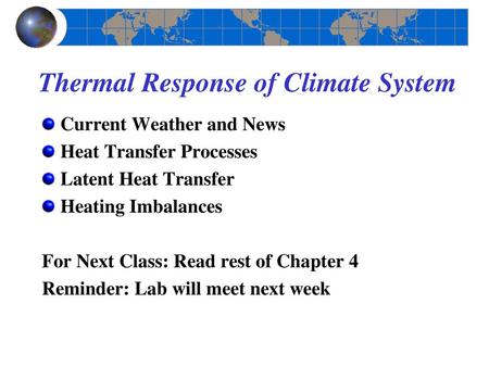 Thermal Response of Climate System