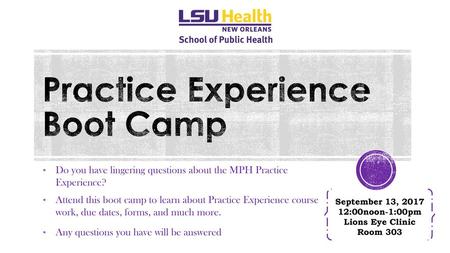 Practice Experience Boot Camp