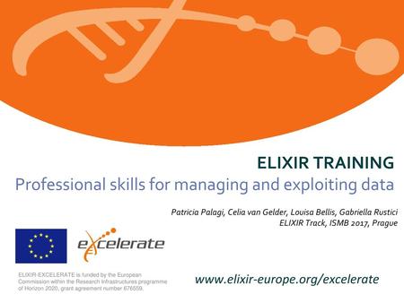 ELIXIR TRAINING Professional skills for managing and exploiting data