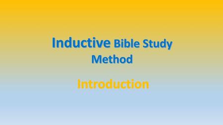 Inductive Bible Study Method