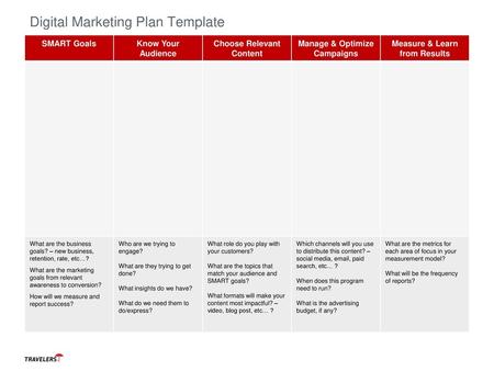 Digital Marketing Plan Template