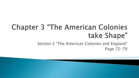 Chapter 3 “The American Colonies take Shape”