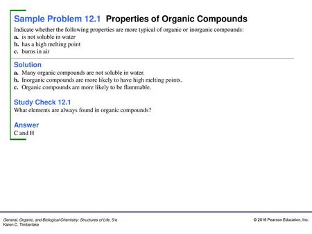 Sample Problem 12.1 Properties of Organic Compounds