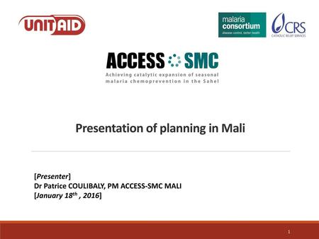 Presentation of planning in Mali