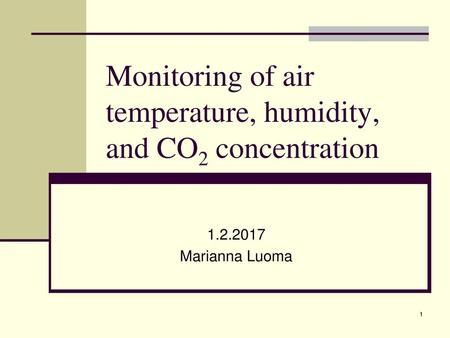 Monitoring of air temperature, humidity, and CO2 concentration