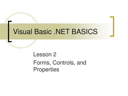 Visual Basic .NET BASICS