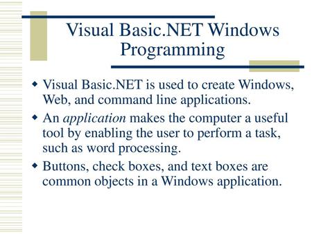 Visual Basic.NET Windows Programming