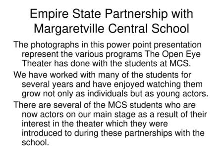 Empire State Partnership with Margaretville Central School