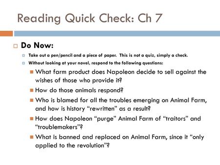 Reading Quick Check: Ch 7