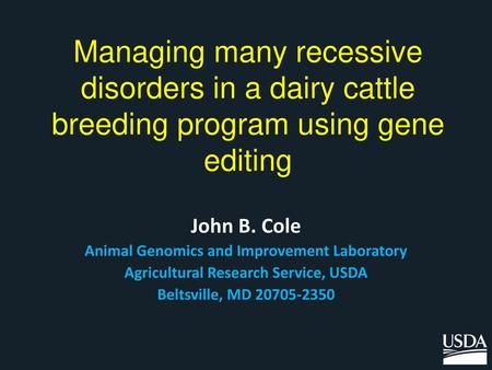 John B. Cole Animal Genomics and Improvement Laboratory