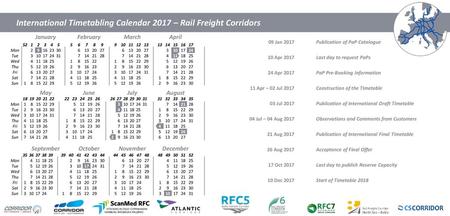 International Timetabling Calendar 2017 – Rail Freight Corridors