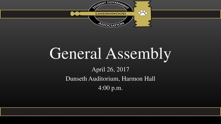 April 26, 2017 Dunseth Auditorium, Harmon Hall 4:00 p.m.