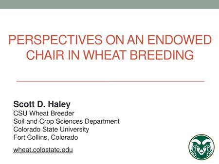 Perspectives on an Endowed chair in wheat breeding