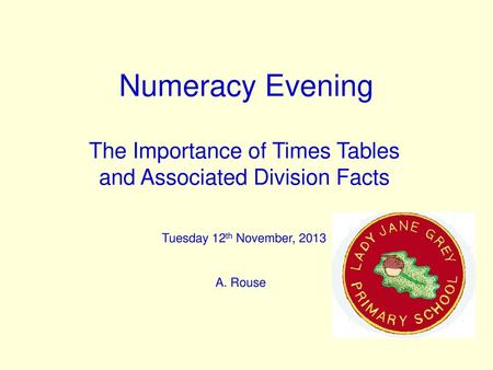 The Importance of Times Tables and Associated Division Facts