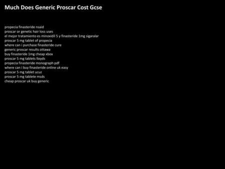 Much Does Generic Proscar Cost Gcse