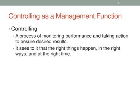 Controlling as a Management Function