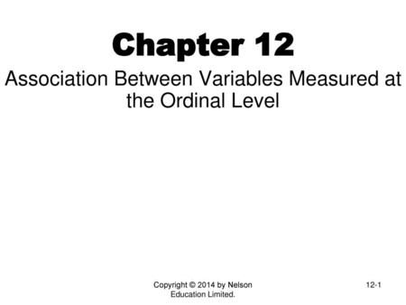 Association Between Variables Measured at the Ordinal Level