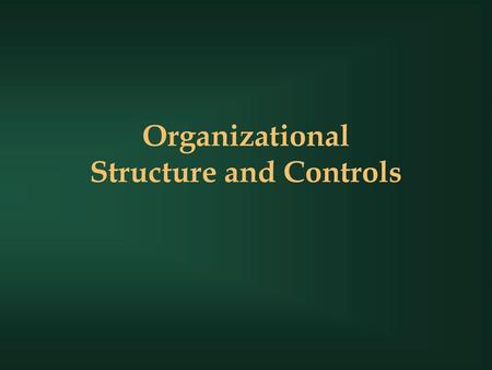 Organizational Structure and Controls