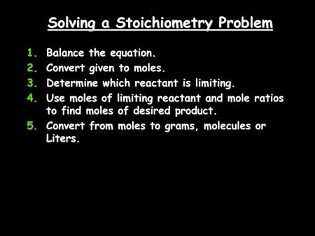 Solving a Stoichiometry Problem