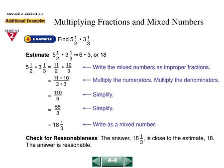 Multiplying Fractions and Mixed Numbers