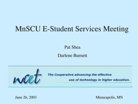 MnSCU E-Student Services Meeting