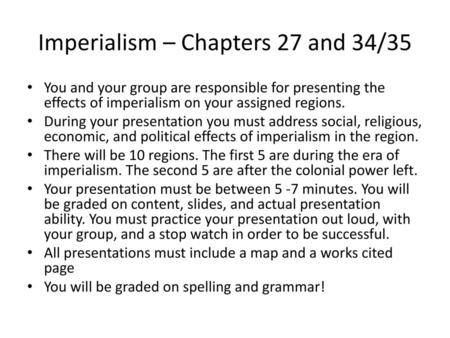 Imperialism – Chapters 27 and 34/35