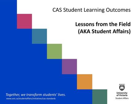 CAS Student Learning Outcomes Lessons from the Field