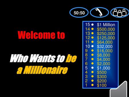 Welcome to Who Wants to be a Millionaire