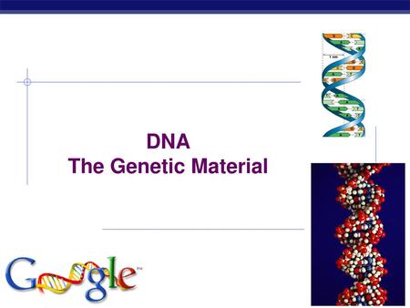 DNA The Genetic Material.