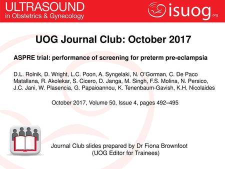 UOG Journal Club: October 2017