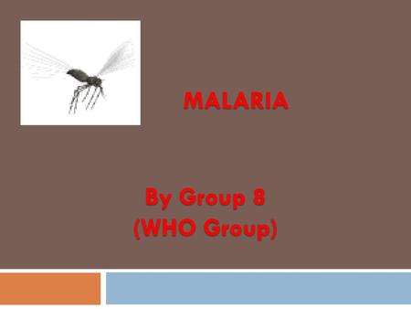 MALARIA By Group 8 (WHO Group)