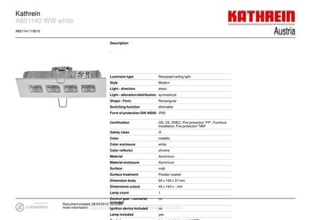 Kathrein A WW white A Description - Luminaire type