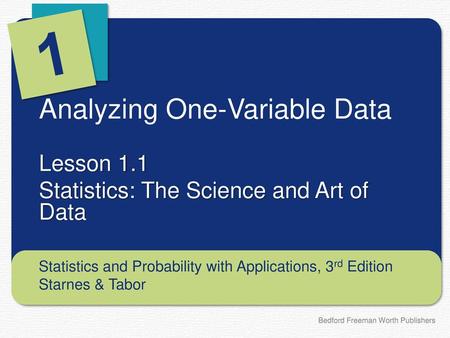 Analyzing One-Variable Data