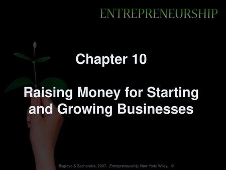 Chapter 10 Raising Money for Starting and Growing Businesses