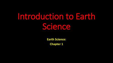 Introduction to Earth Science